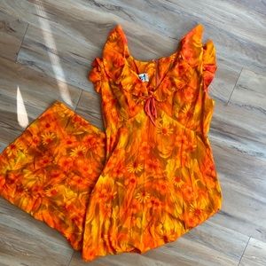 ✨Mildred’s of Hawaii✨ Vintage orange floral maxi